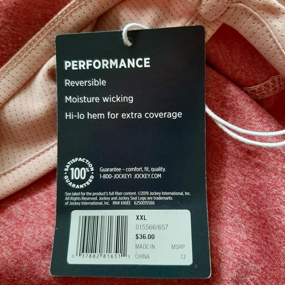 Jockey Performance Tank Reversible Pink XXL NWT - Picture 7 of 7
